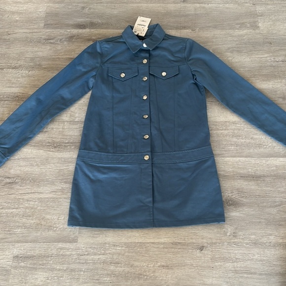 NWT Zara Blue Denim button down Mini Dress Sz S - Picture 3 of 10